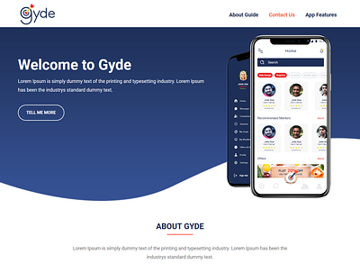 Gyde Landing App UI/UX Design appdesign landing design landing page design landingpage prototype uiux uiuxdesign uiuxdesigner