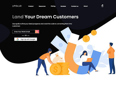 Apollo Landing Page UI/UX Design google landing design landing page landing page design prototype uiux uiuxdesign uiuxdesigner