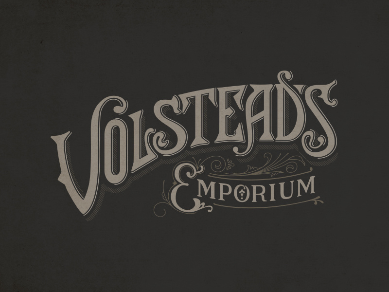 Volstead's logo hand drawn typography deco victorian