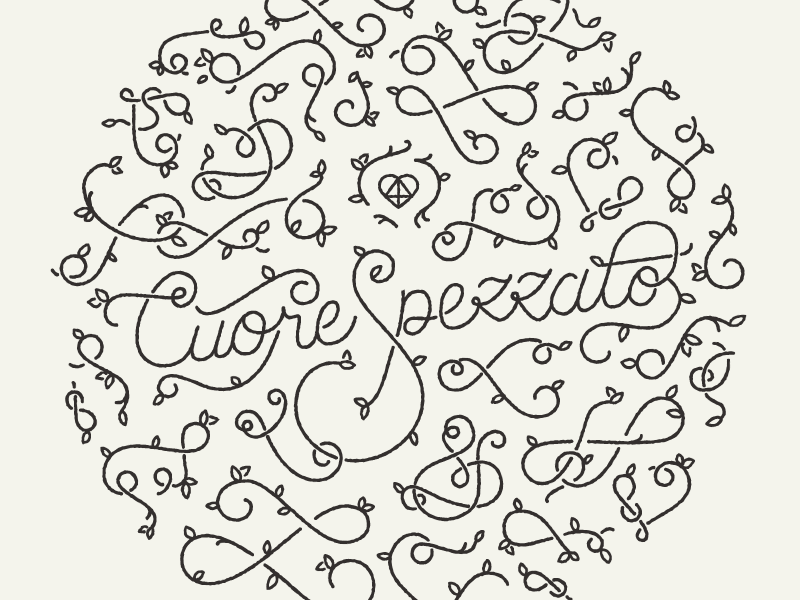 Cuore Spezzato lettering logo brand identity line italian italy wine bar stamp custom heart