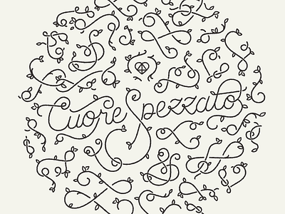 Cuore Spezzato bar brand custom heart identity italian italy lettering line logo stamp wine