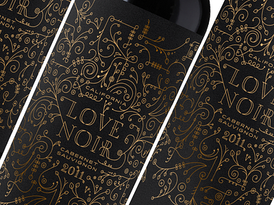 Love Noir floral gold foil illustration lettering lines organic packaging typography wine