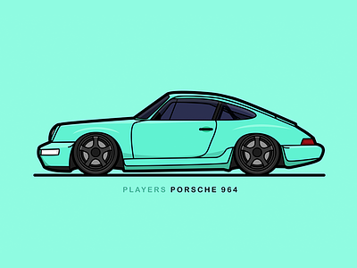 Players Porsche 964 964 car illustration players porsche rotiform teal