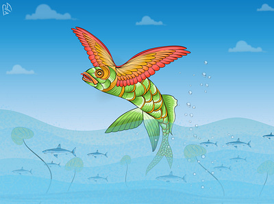 Flying fish background art book cover book cover design book illustration children book illustration childrens book childrens illustration concept art concept design digital art digital illustration digital painting digitalart fantasyart fish illustration illustration line art lineart vector vectorart