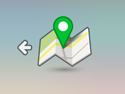 Back to Map Icon back folded icon illustrator map navigation perspective pin vector
