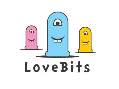 Lovebits colorful funny happy stick logo love mascot sexy shop vibrant