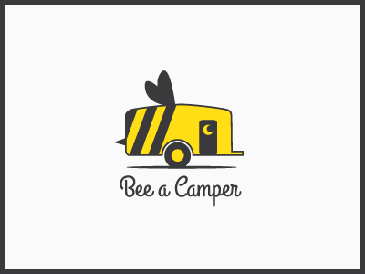 Beeacamper bee bug camper gray illustration logo yellow