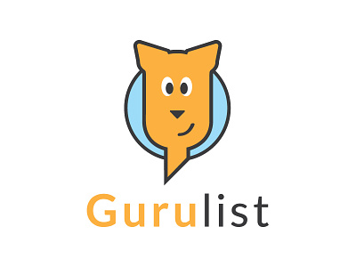 Gurulist Logo animal character dog guru logo mascot playful smart