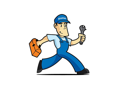 Dishtec Mascot By Blue Spin blue spin fast handyman mascot tool worker wrench