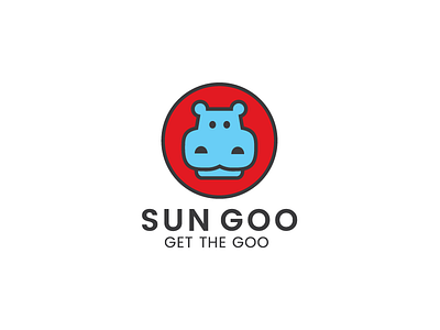 Sun Goo logo animal blue goo hippo logo playful red summer sun sunstick surfer