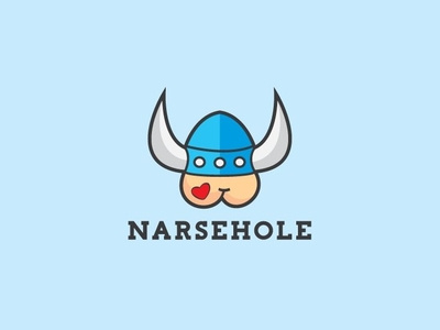 Narsehole Logo Bluespinik but funny character heart logo viking witty