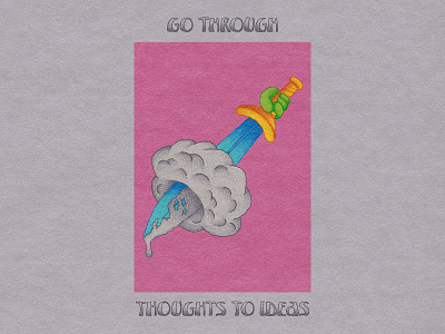 Go through thoughts to ideas abstraction cloud hand illustration sword