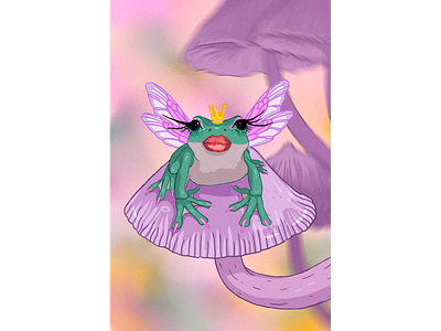 Luxury Zhabka frog illustration mushroom princess wings