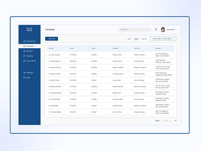 Clinic Appointment Dashboard clinic appointment dashboard dashboard designdatatable ui uiux web