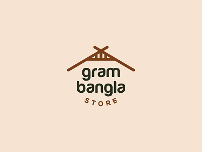 Store Logo ( Gram Bangla) creative logo design graphic design logo shop shop logo text logo village shop logo