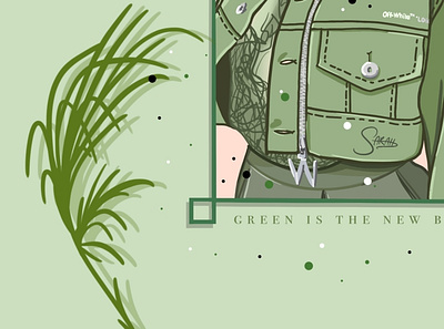 Green is the new Black art artist branding clouthes color digital digital draw drawing drawings fashion graphic design green illustration ipad jacket logo plants procreate