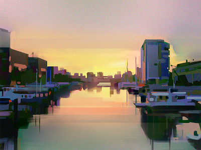 Rotterdam Study boats canal environment photoshop rotterdam sunset