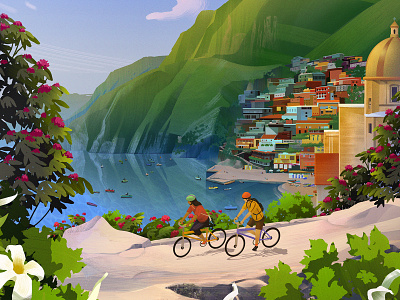Exodus Travels Cycling Brochure Rework brochure city cycling environment illustration italy nature photoshop travel water