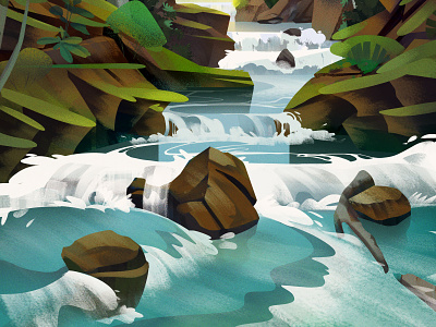 ACT Neretvica - Detail environment illustration mountain nature river water waterfall waves