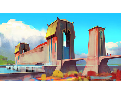 Bridge bridge castle environment illustration photoshop