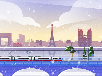 Rail Europe Holiday Card - Atomic Kid Studios - Paris atomic kid studios eiffel tower notre dame paris rail europe train winter