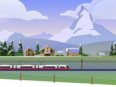 Rail Europe Holiday Card - Atomic Kid Studios - Switzerland atomic kid studios mountain rail europe holiday card switzerland train