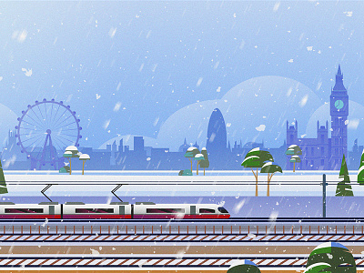 Rail Europe Holiday Card - Atomic Kid Studios - London atomic kid studios city london rail rail europe holiday card train winter