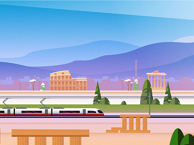 Rail Europe Holiday Card - Atomic Kid Studios - Rome