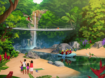 Exodus Travels: Family Brochure costa rica exodus travels illustration online rafting river trees waterfall zipline