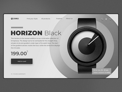 ZIIIRO Horizontal Black Promo Site animation branding design gray illustration logo minimalism minimalistic design typography ui ux web design
