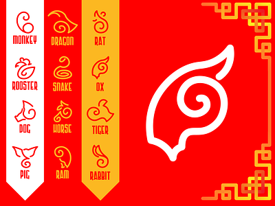 Chinese Zodiac art design flat graphic design icon illustration illustrator minimal vector