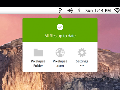Pixelapse File Syncing App on Mac app dropdown mac sync syncing