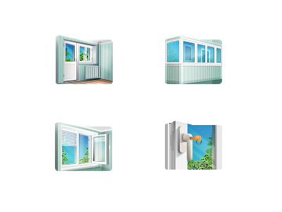 Windows Icons balcony door glass key loggia window windows