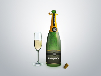 Champagne bottle champagne glass green wineglass