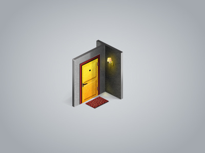 Door icon door gray icon isometric yellow