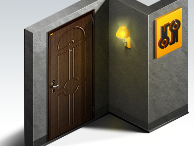 Door door gray isometric yellow