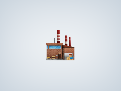 Factory Icon box brick door factory glass icon red tube