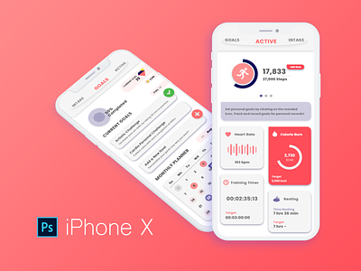Mobile Fitness App - Iphone X Mockup