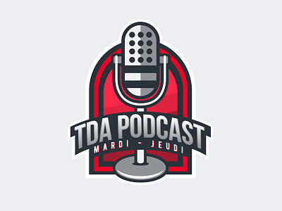 TDA Podcast Logotype design flat football illustration line logo logotype micro patch podcast retro vector