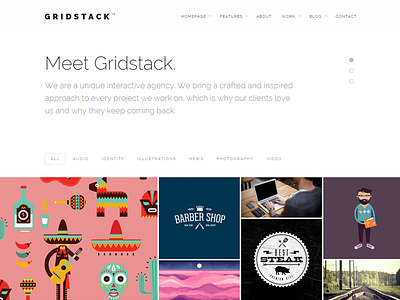 Gridstack WordPress Theme bold flat minimal portfolio responsive theme web design webdesign website