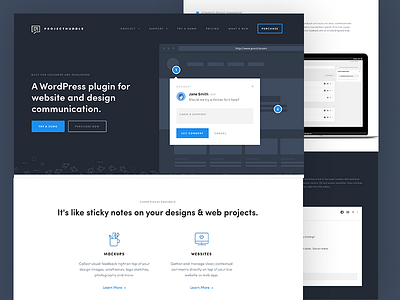 ProjectHuddle Homepage clean homepage layout minimal minimalistic modern typography ui whitespace wordpress