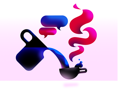 more coffee abstract affinitydesigner blue cafe carafe chatting coffee coffee cup coffee shop coffeeshop digital art digital illustration illustration minimal red steam vector