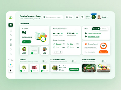 Woolworths Homepage Groceries Dashboard Concept