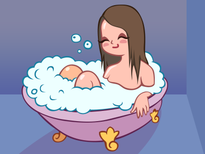 Bubble time! bath character girl illustration illustrator relax vector