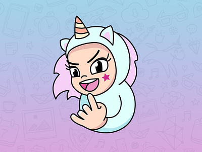 Random facts about girls: fact #2 character cute icq illustration messenger sticker unicorn vector