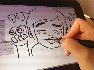 Once in the warm cozy office evening... character illustration sticker vector wacom wip