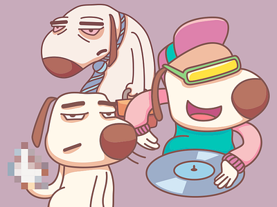 Snob Dog Stickers character dj dog icq illustration music snob sticker vector
