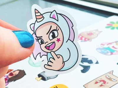 Stickycorn character cool emoticon icq illustrator sticker unicorn