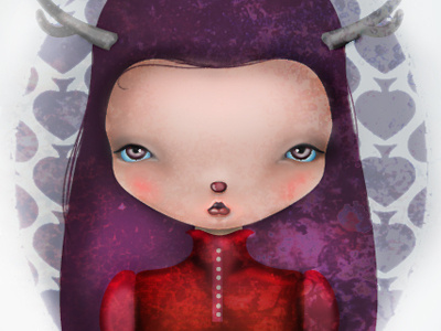 Deer Dribbble deer dress girl illustration moody purple