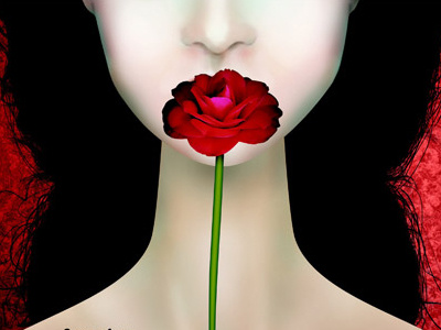 Illustration for poster of Verdi's "La Traviata" camelia face girl illustration photoshop poster